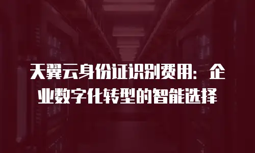 天翼云身份证识别费用：企业数字化转型的智能选择