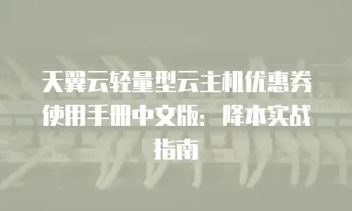 天翼云轻量型云主机优惠券使用手册中文版：降本实战指南