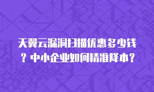 天翼云漏洞扫描优惠多少钱？中小企业如何精准降本？