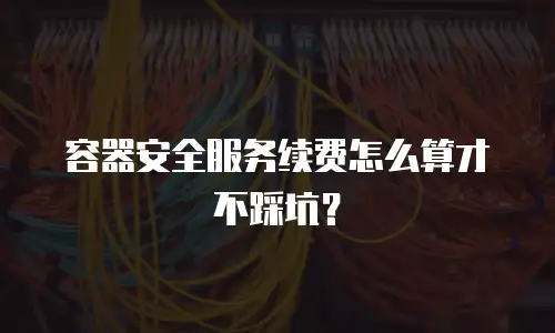 容器安全服务续费怎么算才不踩坑？