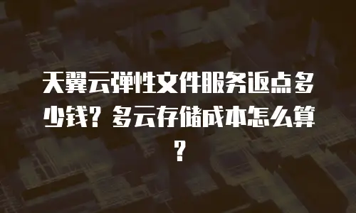 天翼云弹性文件服务返点多少钱？多云存储成本怎么算？
