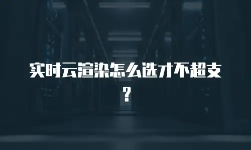 实时云渲染怎么选才不超支？
