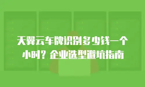 天翼云车牌识别多少钱一个小时？企业选型避坑指南