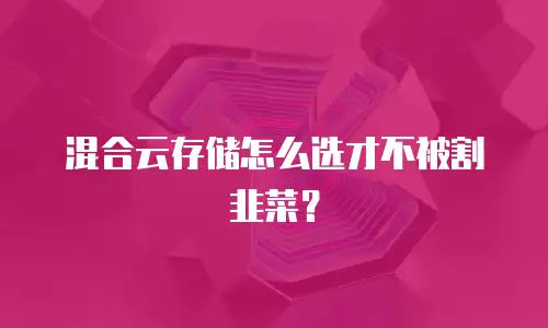 混合云存储怎么选才不被割韭菜？