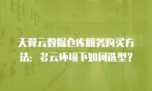 天翼云数据仓库服务购买方法：多云环境下如何选型？