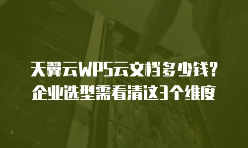 天翼云WPS云文档多少钱？企业选型需看清这3个维度