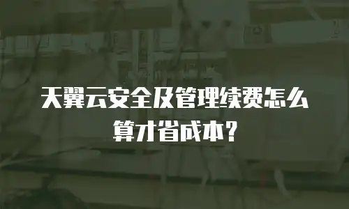 天翼云安全及管理续费怎么算才省成本？