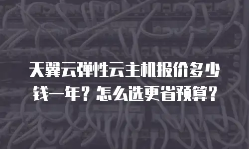 天翼云弹性云主机报价多少钱一年？怎么选更省预算？
