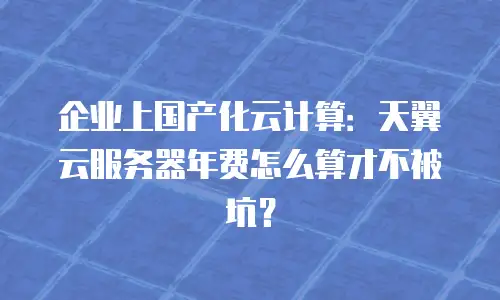 企业上国产化云计算：天翼云服务器年费怎么算才不被坑？