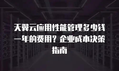天翼云应用性能管理多少钱一年的费用？企业成本决策指南