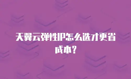 天翼云弹性IP怎么选才更省成本？