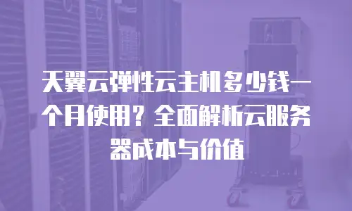 天翼云弹性云主机多少钱一个月使用？全面解析云服务器成本与价值