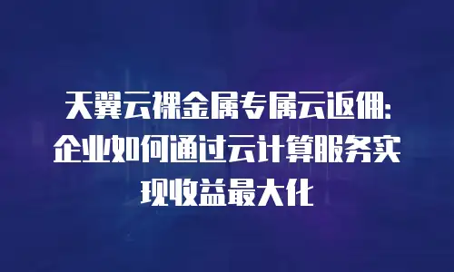 天翼云裸金属专属云返佣：企业如何通过云计算服务实现收益最大化