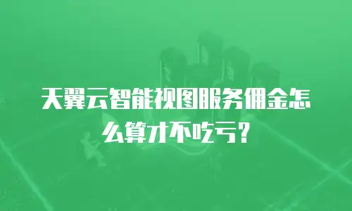 天翼云智能视图服务佣金怎么算才不吃亏？