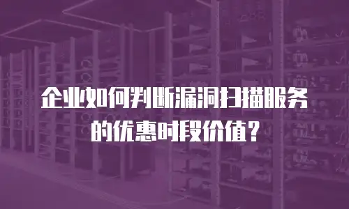 企业如何判断漏洞扫描服务的优惠时段价值？