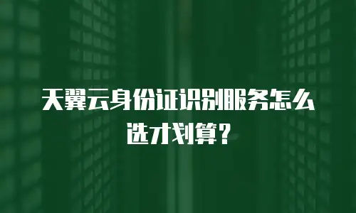 天翼云身份证识别服务怎么选才划算？