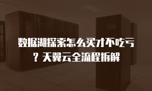 数据湖探索怎么买才不吃亏？天翼云全流程拆解