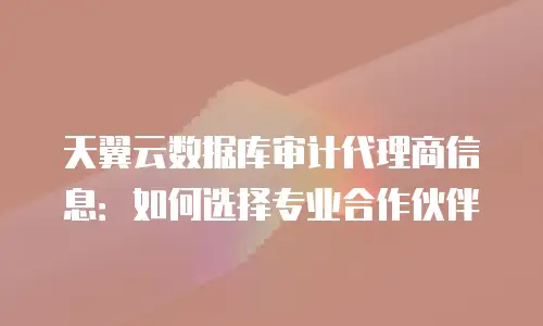 天翼云数据库审计代理商信息：如何选择专业合作伙伴