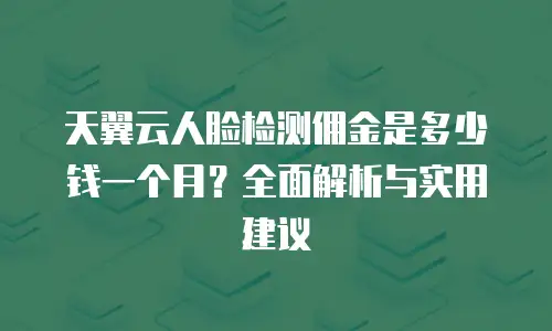 天翼云人脸检测佣金是多少钱一个月？全面解析与实用建议