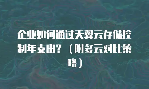 企业如何通过天翼云存储控制年支出？（附多云对比策略）