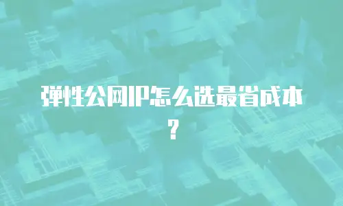 弹性公网IP怎么选最省成本？