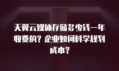 天翼云媒体存储多少钱一年收费的？企业如何科学规划成本？