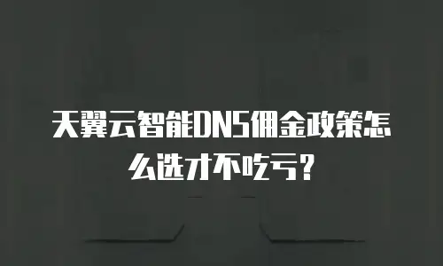 天翼云智能DNS佣金政策怎么选才不吃亏？