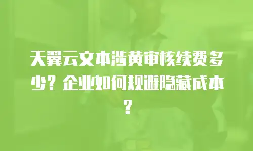 天翼云文本涉黄审核续费多少？企业如何规避隐藏成本？