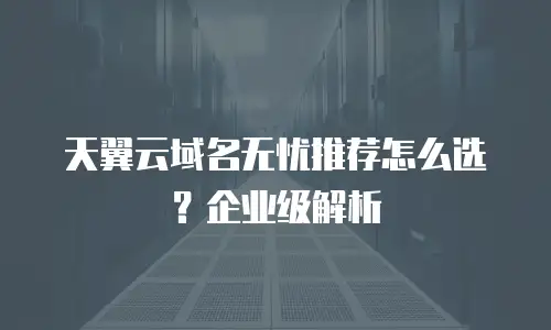天翼云域名无忧推荐怎么选？企业级解析