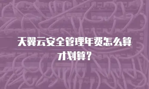 天翼云安全管理年费怎么算才划算？
