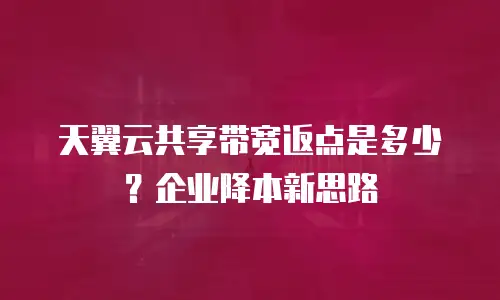 天翼云共享带宽返点是多少？企业降本新思路