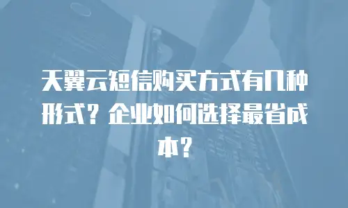 天翼云短信购买方式有几种形式？企业如何选择最省成本？