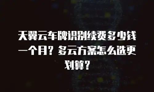 天翼云车牌识别续费多少钱一个月？多云方案怎么选更划算？