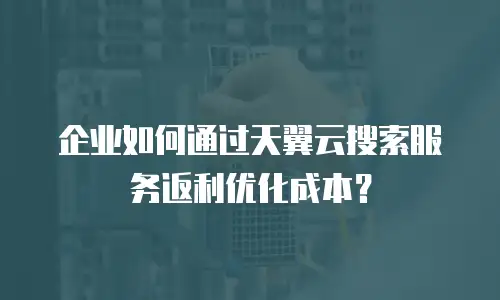 企业如何通过天翼云搜索服务返利优化成本？