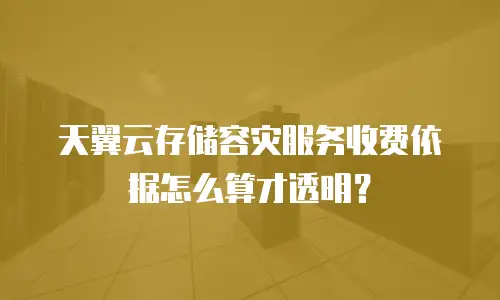 天翼云存储容灾服务收费依据怎么算才透明？
