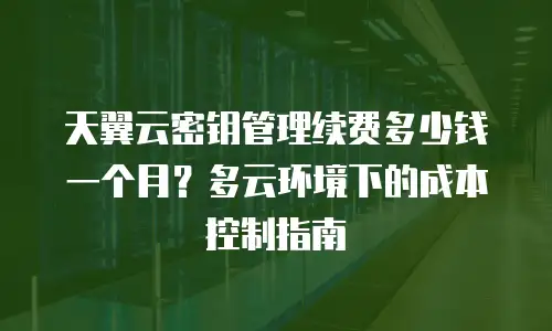 天翼云密钥管理续费多少钱一个月？多云环境下的成本控制指南