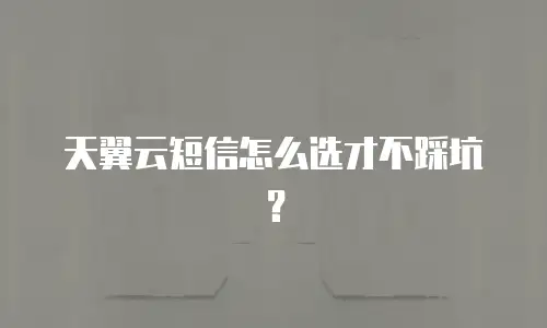 天翼云短信怎么选才不踩坑？