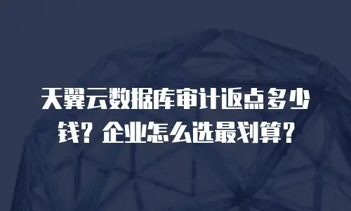 天翼云数据库审计返点多少钱？企业怎么选最划算？