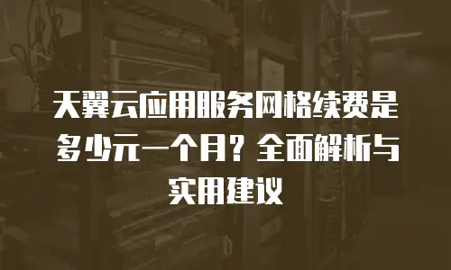 天翼云应用服务网格续费是多少元一个月？全面解析与实用建议