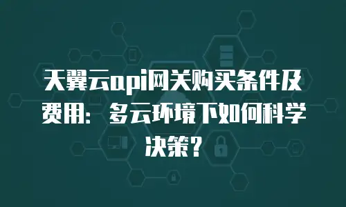 天翼云api网关购买条件及费用：多云环境下如何科学决策？