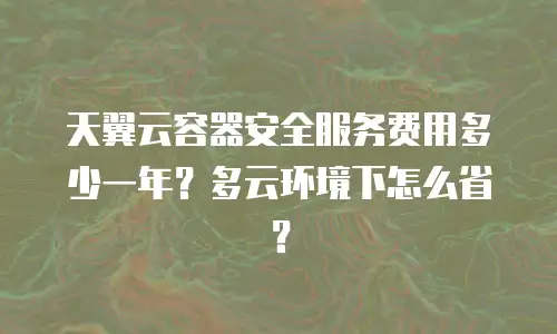 天翼云容器安全服务费用多少一年？多云环境下怎么省？