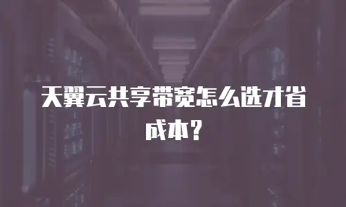 天翼云共享带宽怎么选才省成本？