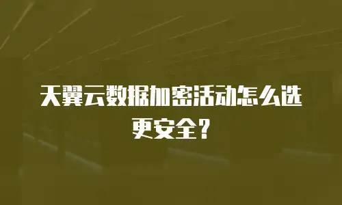 天翼云数据加密活动怎么选更安全？