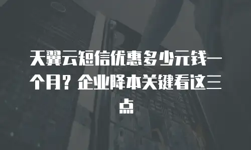 天翼云短信优惠多少元钱一个月？企业降本关键看这三点