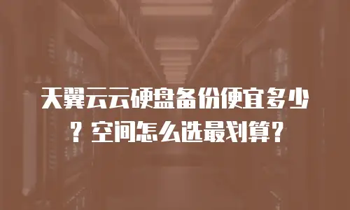 天翼云云硬盘备份便宜多少？空间怎么选最划算？