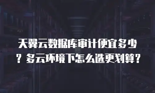 天翼云数据库审计便宜多少？多云环境下怎么选更划算？