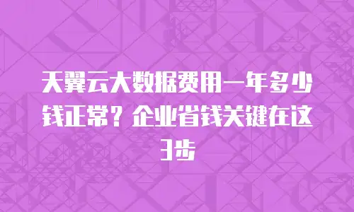 天翼云大数据费用一年多少钱正常？企业省钱关键在这3步