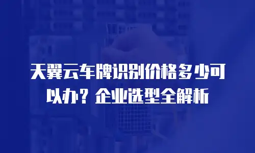 天翼云车牌识别价格多少可以办？企业选型全解析