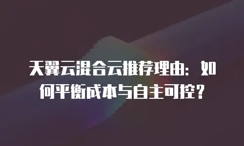 天翼云混合云推荐理由：如何平衡成本与自主可控？