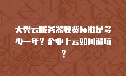 天翼云服务器收费标准是多少一年？企业上云如何避坑？